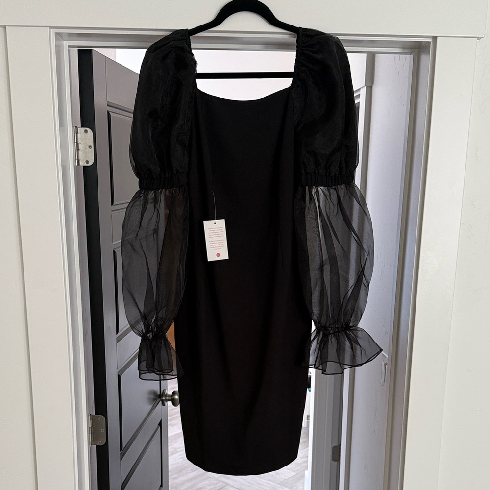NEW Ivy City Co: Nina Black Sheer Dress size S.